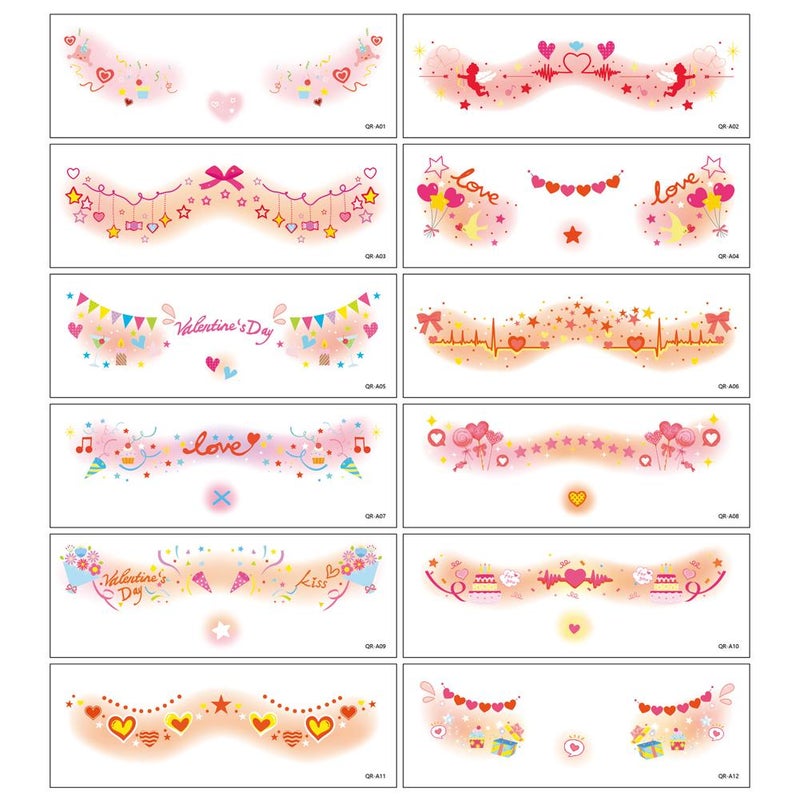 Valentine's Day Makeup Face Stickers, Temporary Tattoo Stickers, Qixi Festival Blush Makeup Stickers, Heart Face Stickers, High-End Temporary Tattoo Stickers, 12 sheets/set